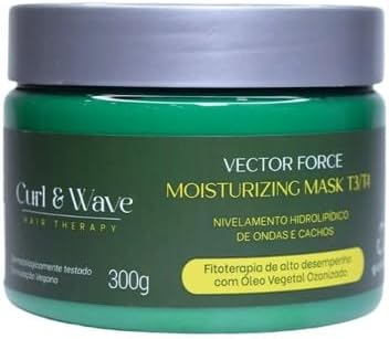 Pote da máscara capilar Vector Force T3/T4 Hydrating Mask da Grandha sobre fundo neutro.